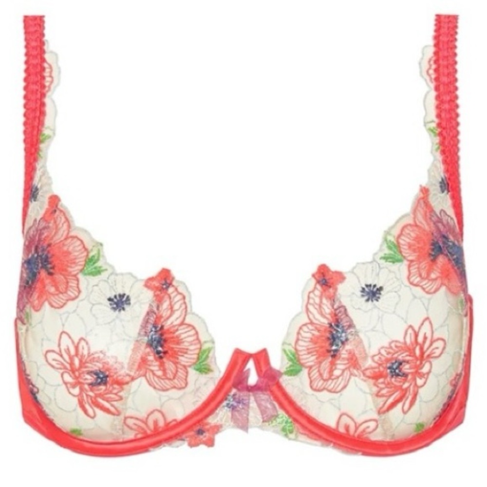 For Love & Lemons Shimmery Zinnia Embroidered Underwire Bra 38D NWT